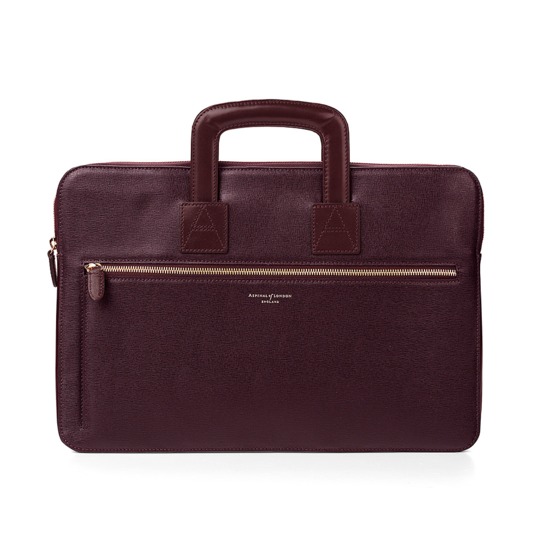 Connaught Document Case in Burgundy Saffiano from Aspinal of London