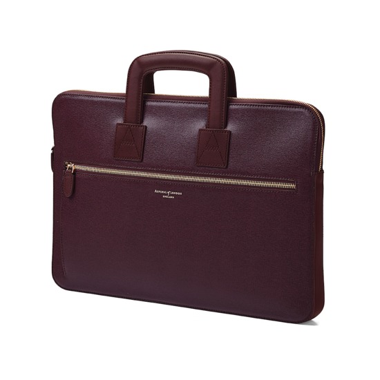 Connaught Document Case in Burgundy Saffiano from Aspinal of London