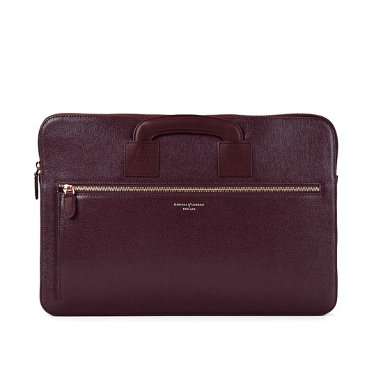 Connaught Document Case in Burgundy Saffiano from Aspinal of London