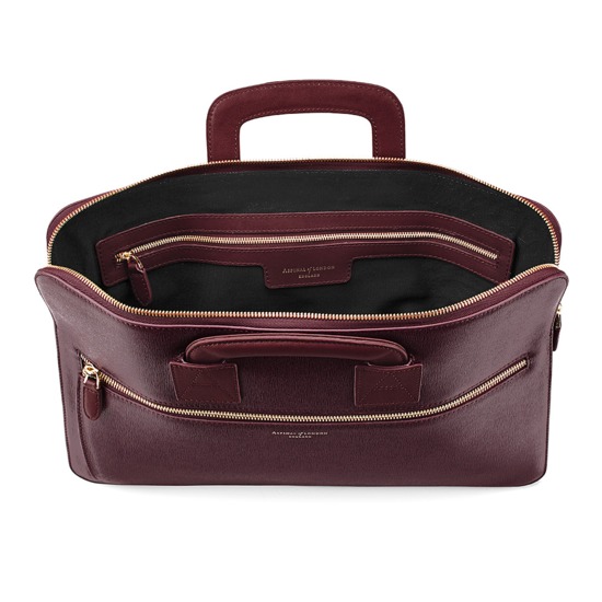 Connaught Document Case in Burgundy Saffiano from Aspinal of London