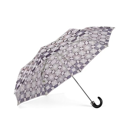 Ladies Marylebone Compact Umbrella in Monochrome from Aspinal of London