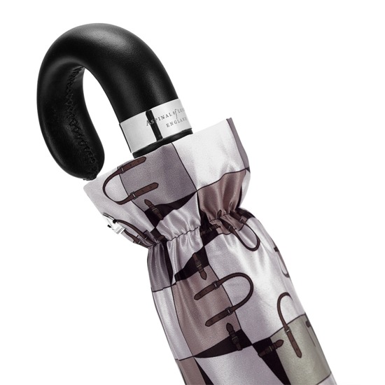 Ladies Marylebone Compact Umbrella in Monochrome from Aspinal of London