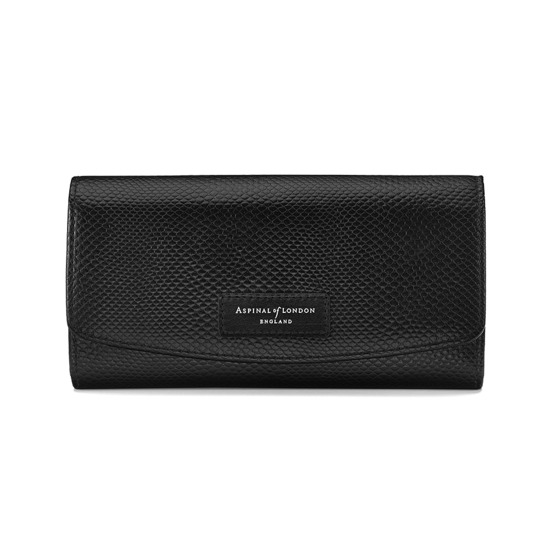 Brook Street Purse Wallet in Jet Black Lizard from Aspinal of London