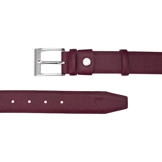 Classic Men's Belt in Burgundy Saffiano from Aspinal of London