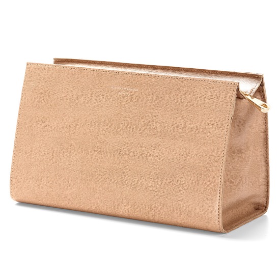 Large Cosmetic Case in Deer Saffiano from Aspinal of London