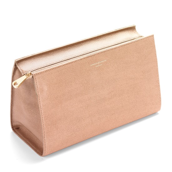 Large Cosmetic Case in Deer Saffiano from Aspinal of London