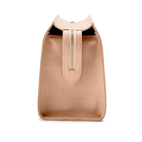 Large Cosmetic Case in Deer Saffiano from Aspinal of London
