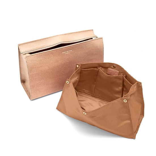Large Cosmetic Case in Deer Saffiano from Aspinal of London