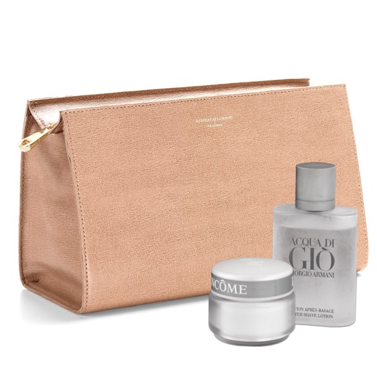 Large Cosmetic Case in Deer Saffiano from Aspinal of London
