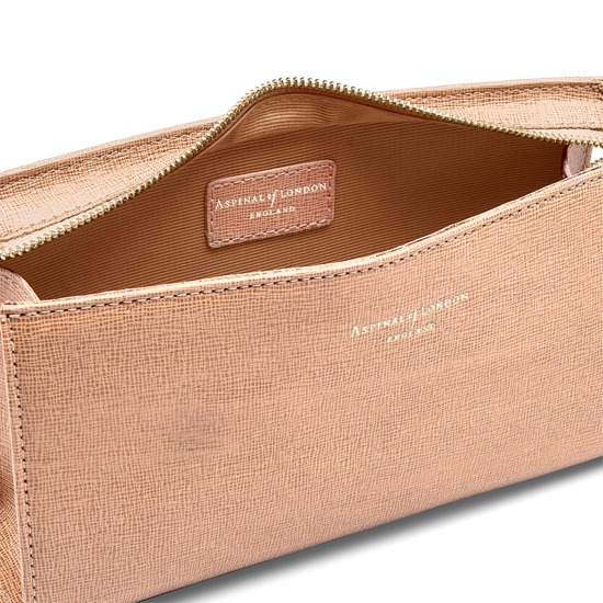 Small Cosmetic Case in Deer Saffiano from Aspinal of London