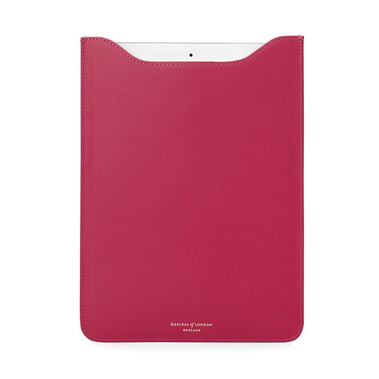 Leather iPad Air Sleeve in Smooth Deep Fuchsia Pink & Orange Amber Suede from Aspinal of London
