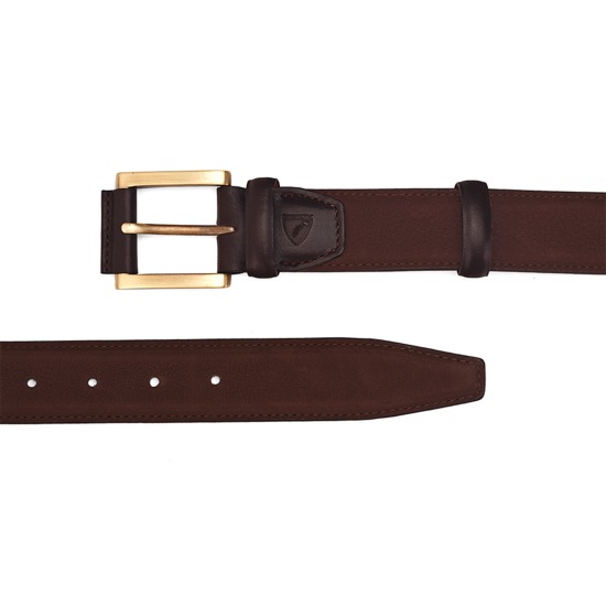 Men's Shadow Leather Belt in Chocolate Brown Nubuck from Aspinal of London