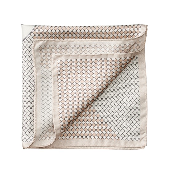 Savile Row Silk Twill Pocket Square in Champagne & Silver from Aspinal of London