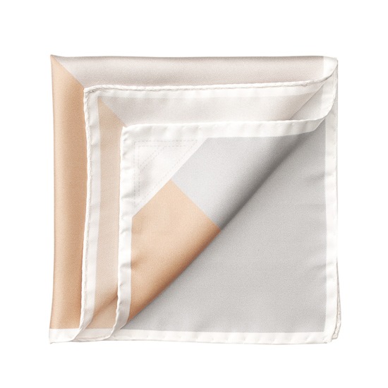 Pall Mall Silk Twill Pocket Square in Silver & Champagne from Aspinal of London