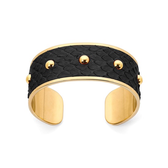 Athena Cuff Bracelet in Black Python from Aspinal of London