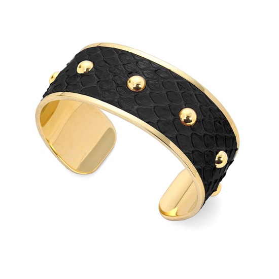 Athena Cuff Bracelet in Black Python from Aspinal of London