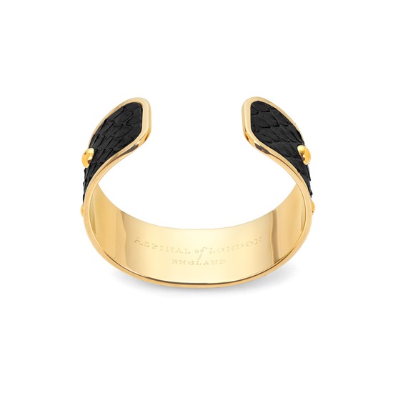 Athena Cuff Bracelet in Black Python from Aspinal of London