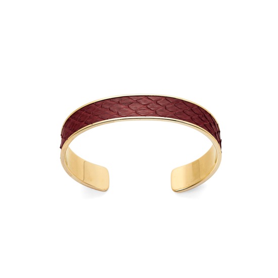 Cleopatra Skinny Cuff Bracelet in Burgundy Python from Aspinal of London