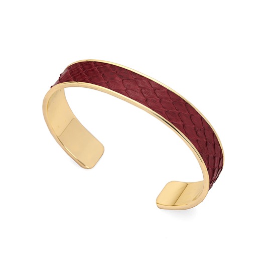 Cleopatra Skinny Cuff Bracelet in Burgundy Python from Aspinal of London