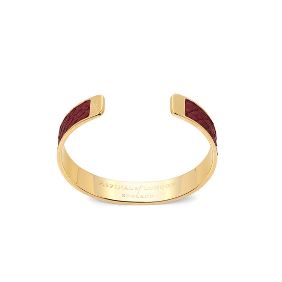 Cleopatra Skinny Cuff Bracelet in Burgundy Python from Aspinal of London