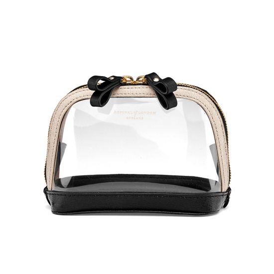 Small Hepburn Cosmetic Case in Clear Monochrome from Aspinal of London