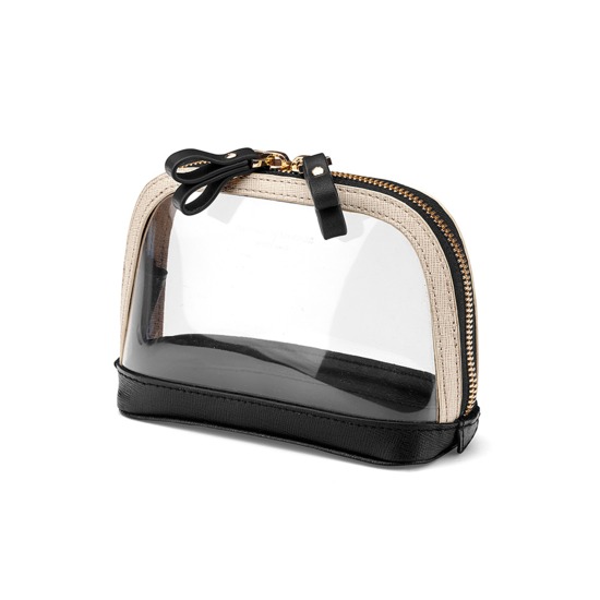 Small Hepburn Cosmetic Case in Clear Monochrome from Aspinal of London