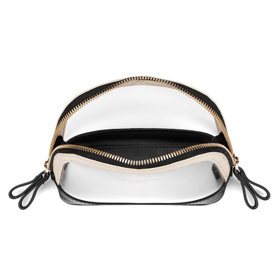 Small Hepburn Cosmetic Case in Clear Monochrome from Aspinal of London