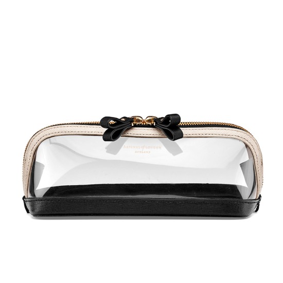 Medium Hepburn Cosmetic Case in Clear Monochrome from Aspinal of London