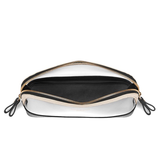 Medium Hepburn Cosmetic Case in Clear Monochrome from Aspinal of London