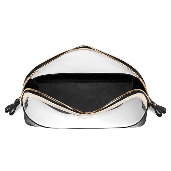 Large Hepburn Cosmetic Case in Clear Monochrome from Aspinal of London