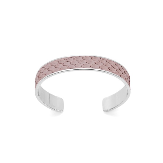 Silver Cleopatra Skinny Cuff Bracelet in Nude Nubuck Python from Aspinal of London