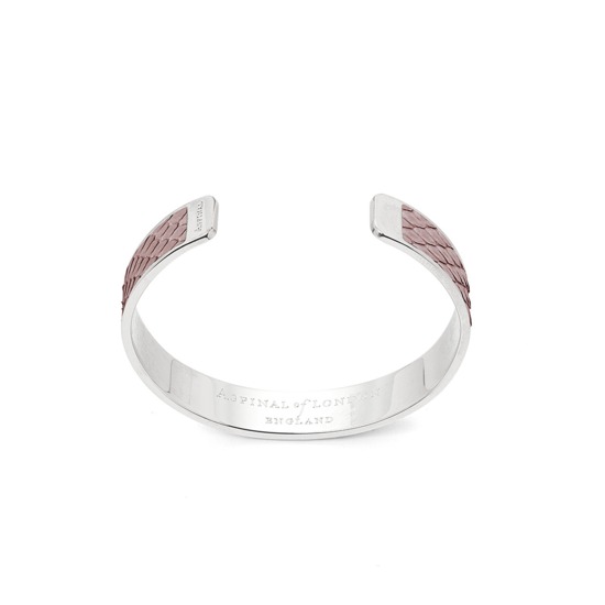 Silver Cleopatra Skinny Cuff Bracelet in Nude Nubuck Python from Aspinal of London