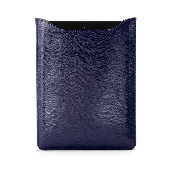 iPad Mini Sleeve in Midnight Blue Lizard & Cream Suede from Aspinal of London