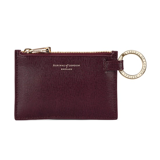 Tile Tracker with Keyring Pouch in Burgundy Saffiano & Black Suede from Aspinal of London