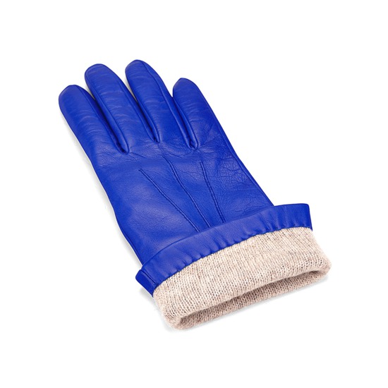 Ladies Cashmere Lined Leather Gloves in Cobalt Blue from Aspinal of London