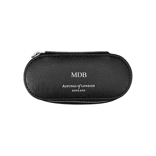 Essential Tech Car Charger with Case in Black Saffiano & Black Suede from Aspinal of London