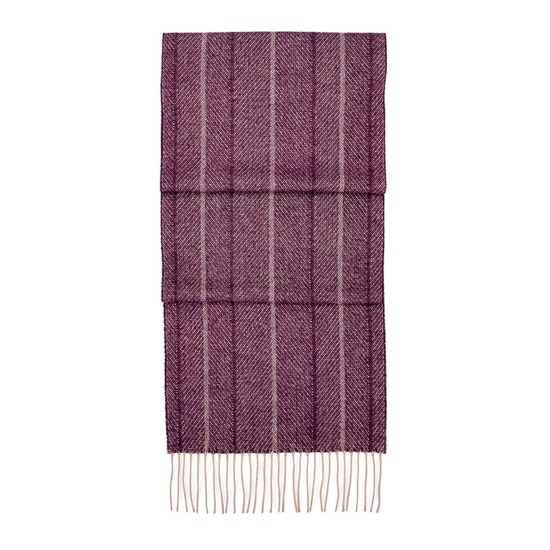 Large Herringbone Cashmere Blend Scarf in Burgundy from Aspinal of London