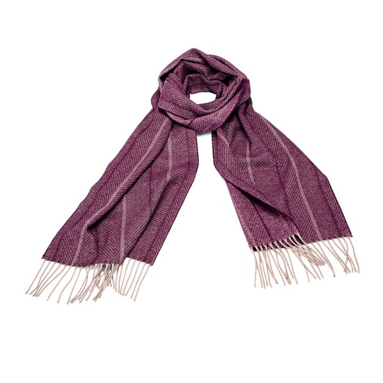 Large Herringbone Cashmere Blend Scarf in Burgundy from Aspinal of London
