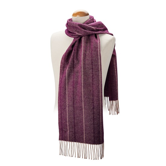 Large Herringbone Cashmere Blend Scarf in Burgundy from Aspinal of London