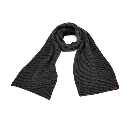 Rib Knit Cashmere Blend Scarf in Charcoal from Aspinal of London