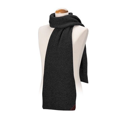 Rib Knit Cashmere Blend Scarf in Charcoal from Aspinal of London