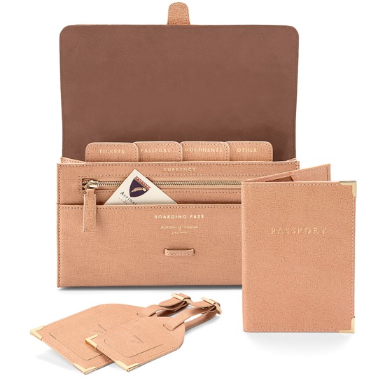 Classic Travel Collection in Deer Saffiano from Aspinal of London