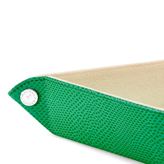 Medium Tidy Tray in Grass Green Lizard & Cream Suede from Aspinal of London