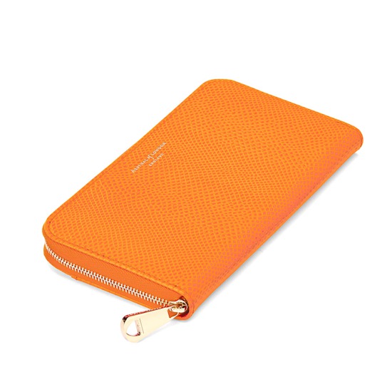 Continental Clutch Zip Wallet in Orange Lizard from Aspinal of London