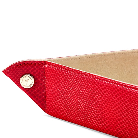Large Tidy Tray in Berry Lizard & Cream Suede from Aspinal of London