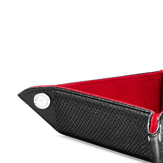 Mini Tidy Tray in Jet Black Lizard & Red Suede from Aspinal of London