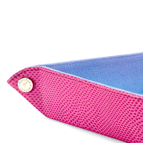Medium Tidy Tray in Raspberry Lizard & Pale Blue Suede from Aspinal of London