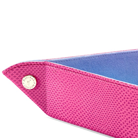Large Tidy Tray in Raspberry Lizard & Pale Blue Suede from Aspinal of London