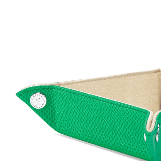 Mini Tidy Tray in Grass Green Lizard & Cream Suede from Aspinal of London