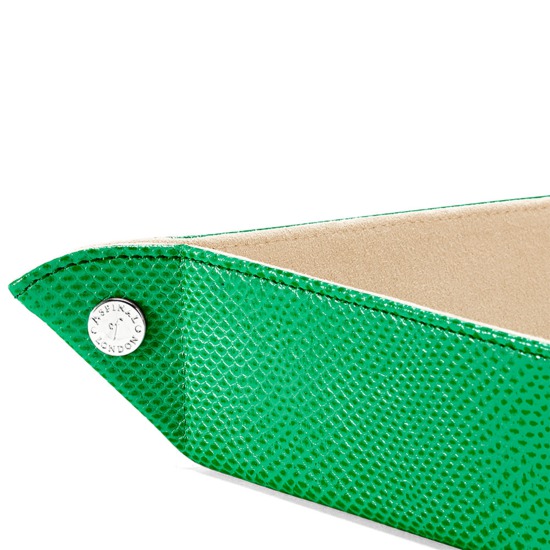 Large Tidy Tray in Grass Green Lizard & Cream Suede from Aspinal of London